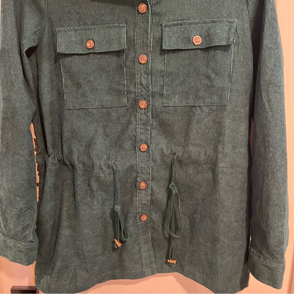 Davi & Dani Kendra Corduroy Shacket Jacquard Sweater Knit Back. Size Small. NWOT - Picture 8 of 11